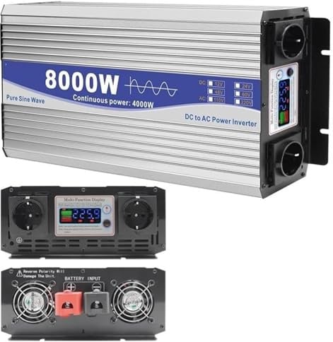 Wechselrichter 6000W 8000W 12000W Reiner Sinus Spannungswandler DC 12V 24V 48V 60V 72V auf 220V 230V 240V AC Inverter KFZ Umwandler Stromwandler Konverter mit LED,Steckdose(8000W,72Vto220V)