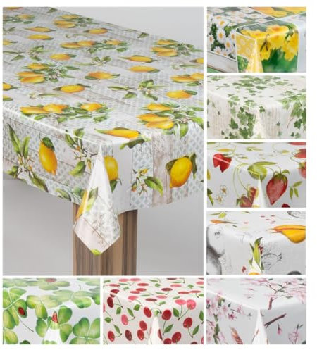 laro Wachstuch-Tischdecke Wachstischdecke Gartentischdecke, Muster:Lemonix Zitrone, Größe:140x400