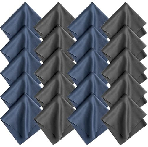 Romon Brillenputztücher, 20 Stück Mikrofaser Reinigungstücher Brillenputztuch für Brillen 20 * 20cm Wiederverwendbar Mikrofasertücher Brillenputztuch für Gläser Kamera Objektiv Bildschirme Tablet
