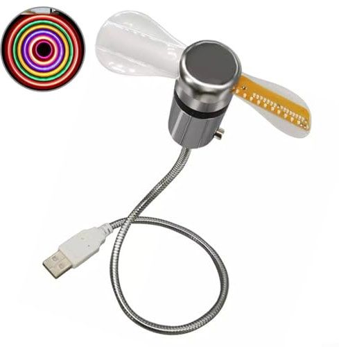 CWOQOCW LED-Uhren-Ventilator, USB-LED-Uhren-Ventilator mit einstellbarer Richtung, praktischer, persönlicher, praktischer Multifunktions-Ventilator für Zuhause, Büro, Reisen und Partys (bunt)