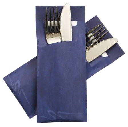 VEPATIM 250 Pochetto Bestecktaschen 200x85mm blau marmor inkl. Serviette