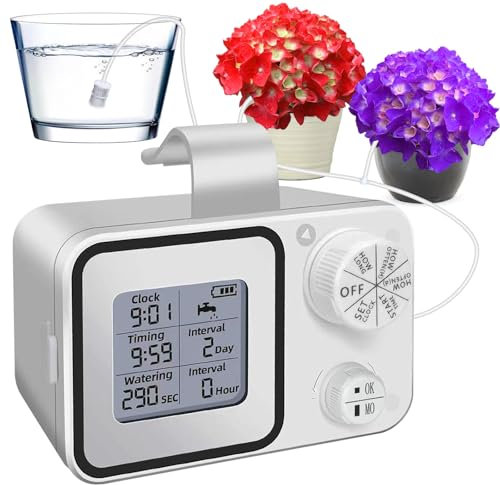 HONPHIER Sistema de Riego Automático Recargable Kit de Riego Por Goteo para 15 Plantas en Maceta, Alimentación USB