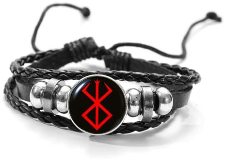 DGP Armband Berserk Opfermarke Wahnsinniger Krieger in der nordischen Mythologie Herren Schmuck Wikinger Guts Design, Regolabile, Leder Metall, Kein Edelstein