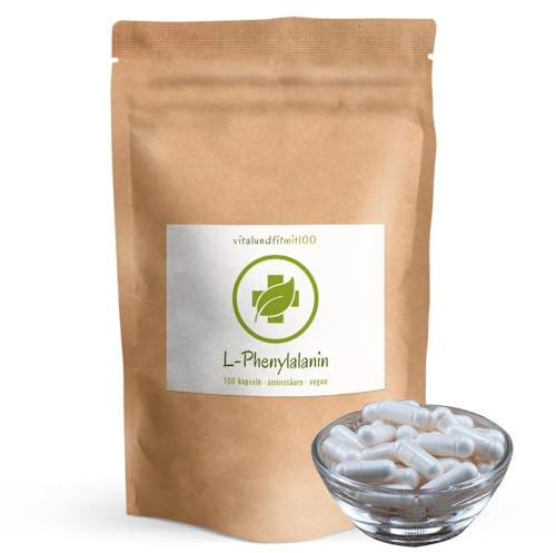 L-Phenylalanin - 160 Kapseln hochdosiert - 830 mg/Tagesportion - essentielle proteinogene Aminosäure - Fermentationsgewinnung - vegan/rein - GMO-frei - ohne Hilfs- und Zusatzstoffe - MADE IN GERMANY