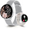 LES FLEURS 1.54 HD AMOLED Smart Watches für Frauen Antwort/Anrufe, IP68 Fitness Tracker mit Schlaf Herzfrequenz SpO2 Blutdruckmessgerät, Silber Smartwatch mit 2 Bändern, Kompatibel iOS Android
