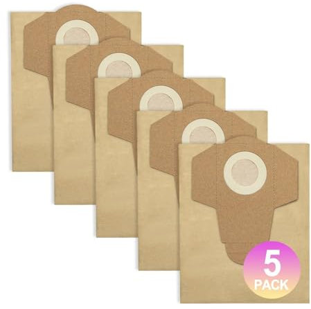 5 bolsas for polvo compatibles con Einhell, bolsas for aspiradoras húmedas y secas de 20 l for aspiradoras BT-VC 1250S, repuestos y accesorios.