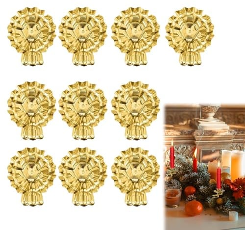 10 Stück Baumkerzenhalter Clip Gold, Baumkerzenhalter Stabkerze Clip für Weihnachtsbaum für Hochzeit, Geburtstag, Feier, Party, Weihnachten Dekor