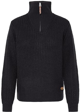 OXMO OXEdna Damen Strickpullover Troyer Grobstrick Pullover