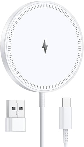 Magnetic Wireless Charger Compatible with MagSafe Charger | Fast Charging Pad for iPhone 17/16/15/14/13/12 Series&AirPods 4-2,Strong Magnet, USB-C/A Ports,Lightweight for Travel Home