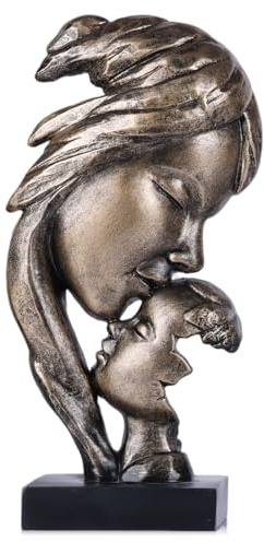 XMGZQ Mutter-Kind-Statue – Abstrakte Figur aus antikem Bronze-Kunstharz für die Heimdekoration,herzerwärmendes Muttertags- oder Geburtstagsgeschenk für Mama und Oma (Bronze, 21.5cm)