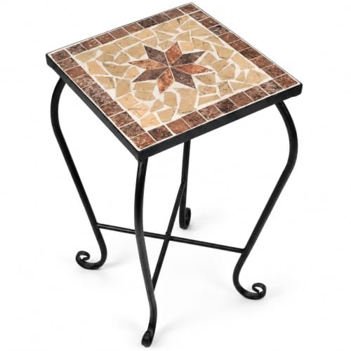 Garten Beistelltisch Mosaiktisch Eckig Balkontisch Kleine Gartentische Blumenhocker Balkon Bistrotische Mosaik Gartentisch