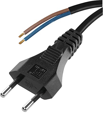 EMOS Euro-Zuleitung 2m, Netzkabel, Anschlusskabel schwarz/Verbindungskabel für Haushaltsgeräte mit Euro-Stecker, 2X 0,75 mm, H03VVH2-F Kunststoffkabel
