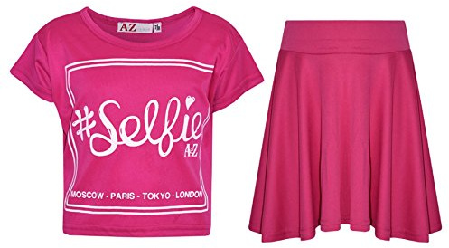 A2Z 4 Kids Girls Top Kids Selfie Stylish - New Crop Top Selfie Skirt Pink 11-12