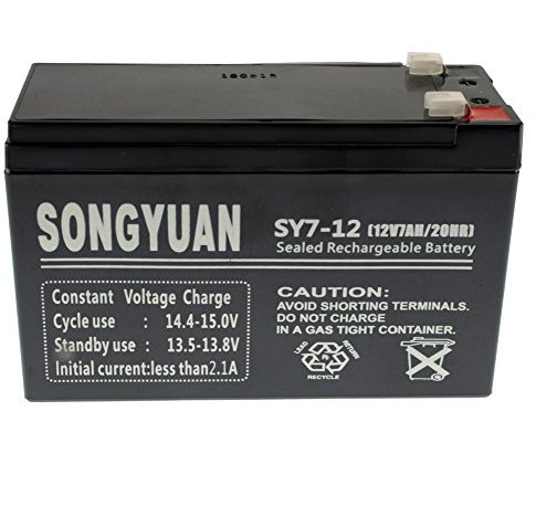 Batería AGM Sellada SONGYUAN SY7-12 12 V 7 Ah | Sin Mantenimiento | Terminal Faston 4,8 mm | Reemplaza NP7-12 | para Alarmas, UPS, Juguetes y Scooters