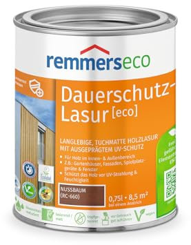 Remmers Dauerschutz-Lasur [eco] nussbaum, 0,75 Liter, Langlebig, ausgeprägter UV-Schutz, für innen und außen, Schutz vor UV-Strahlung & Feuchtigkeit