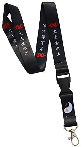 Tour de Cou Badge Cordon Porte Clés avec Clip Lanière Imprimé Recto Verso (Noir)