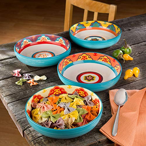 Euro Ceramica Galicia Collection 4 Piece Pasta Bowl Set