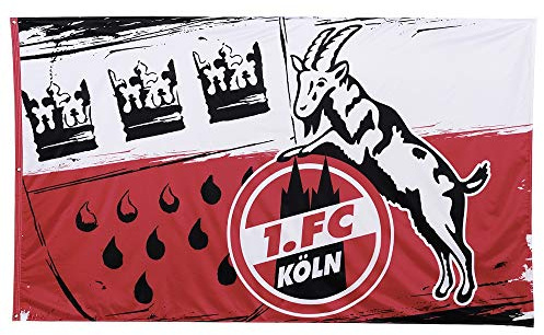 1. FC Köln Hissfahne - Wappen - Fahne 120 x 180 cm, Flagge - Plus Lesezeichen I Love Köln