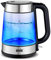 ANSIO Wasserkocher Edelstahl,1,7 Liter, 2200 watts Wasserkocher mit Herausnehmbarer Kalkfilter, Abschaltautomatik, Schnellkochfunktion Wasserstandsanzeige beleuchtet BPA Frei (Klar Glas)