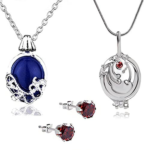 YouU 3 Stück Vampire Diar.s Cosplay Modeschmuck Zubehör Katherine Pierce Halskette Elena Gilbert Vampir-Medaillon Ohrringe mit Aufbewahrungsbox