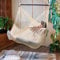 Bathonly Großer Karibischer Hängesessel Mit Spreizstange, bis 150 kg Belastbar, Handgewebt Hängeschaukel, Hängestuhl, für Draußen, Drinnen, Terrasse, Garten, Schlafzimmer, Beige