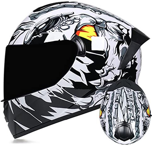 Modularer Integraler Integralhelm-Motorradhelm mit Dual-Visier Anti-Fog-Helm Dual Lens Motocross-Motorradhelme Erwachsene Männer und Frauen Rennrad Rollerhelme ECE-geprüft,8,M