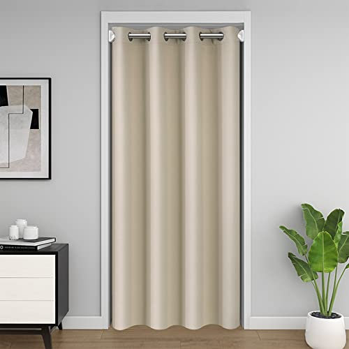 Door Curtain for Doorway Privacy, Sliding Closet 80 Inch Length Blackout Room Divider Cover, Insulated Thermal for Bedroom, 1 Panel, W42 X L80, Taupe