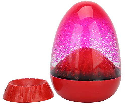 Pssopp Egg Shape Volcanic Sand Clock Liquid Hourglass Timer Volcano Eruptions Hourglass Ornaments with Base Home Office Table Decoration Gift for Men Women