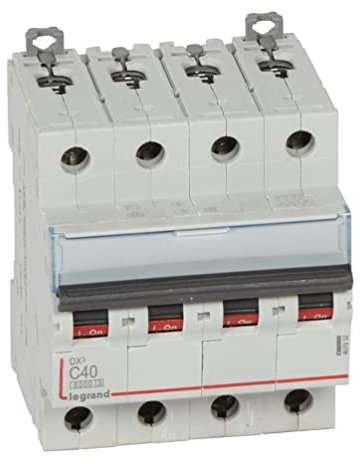 Legrand 407932E, Interruptor Automático Magneto Térmico, 4P, 40A, Curva C, 10 kA, 4 módulo, DX3