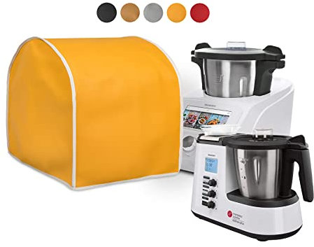 HOMELAY Schutzhülle von hoher Qualität, kompatibel mit Monsieur Cuisine Connect und Plus. Handgefertigt. Material: Kunstleder, schmutzabweisend, antibakteriell. Farbiger Bezug (Senfgelb)