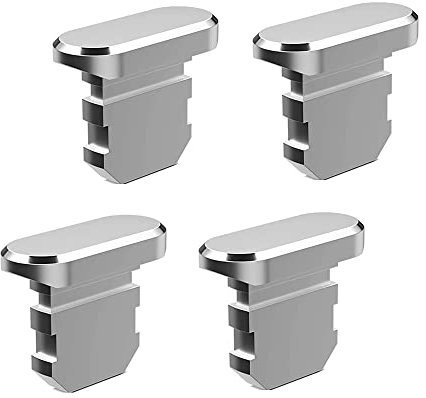 HREDZEO Anti Staub Stecker, 4 Stück Staubstecker kompatibel mit iPhone 11/12 schützt das Aufladen Staubschutz kompatibel mit iPhone 11 12 Pro Max/X/XS/XR 7 8 Plus iPad Mini/Air (Silber)