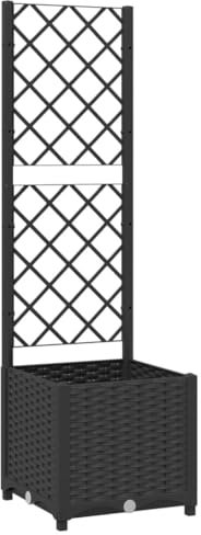 vidaXL Pflanzkübel mit Rankgitter Blumenkübel Pflanzkasten Blumentopf Blumenkasten Rankhilfe Spalier Gartenspalier Schwarz 40x40x136cm PP