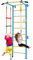 COSTWAY Kinder Kletterwand Sprossenwand Metall, Turnwand Gymnastikgerät Klettergerüst 107x83x223cm, Heimsportgerät für Kinder und Erwachsener bis 100kg (Gelb und Blau)