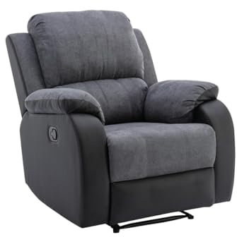 Vente-unique-Relaxsessel - Microfaser & Kunstleder - Grau & Schwarz - Brody