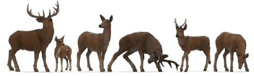 NOCH Hirsche mit 3D-Druck Tierfiguren, aus Kunststoff für Modellbau in Spurweite Z, bewegt und stehend