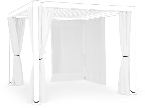 Decor Space Set 4 Teli laterali con zanzariera per pergola Bioclimatica (3 x 3 mt, Bianco)