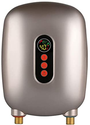 Scaldabagno istantaneo Senza accumulo, Dispositivo di Riscaldamento istantaneo per scaldabagno Elettrico per Cucina Domestica Display LCD da Bagno 6500W 220V,Gold