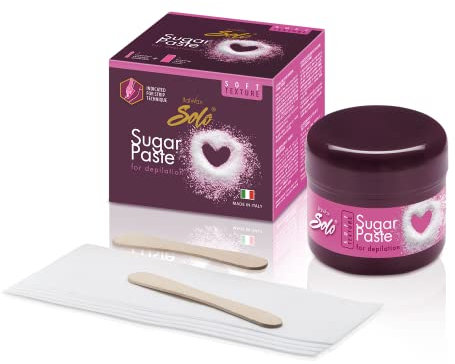 Italwax Solo Sugar paste Wax Kit Soft 180g - Wachskit für Frauen und Männer - Natürliche Formulierung - Für die Haarentfernung am Körper und brasilianisches Bikini-Waxing zu Hause​