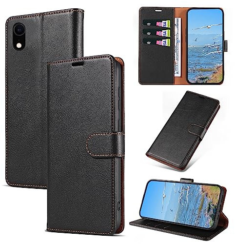 KKEIKO Coque pour iPhone XR, Antichoc Magnetique Étui à Rabat avec Porte Cartes, Portefeuille Housse en Cuir PU pour iPhone XR, Noir