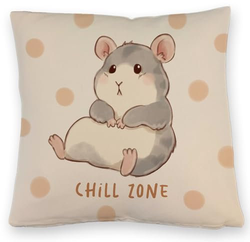 speecheese Hamster Kissen mit Leinenoptik mit Spruch Chill Zone EIN bequemes DekoKissen mit Leinenoptik für das Sofa lustiges Kindergeburtstag Kuscheliger Kissen mit Leinenoptik bezug