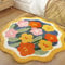 Aldopein Badematte mit Boho-Blumenmuster, rund, 60 cm, rutschfest, waschbar, niedlich, bunt, Gänseblümchen, Badezimmerteppich, wasserabsorbierend, flauschig, zottelig, Mikrofaser, Duschbodenmatte,