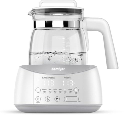 comfyer Comfortable Bottle Warmer, Baby Bottle Warmer with Night Light and Faster Cooling Fan, Instant Water Heater, Electric Tea Kettle with 6 Temperature Control Presets