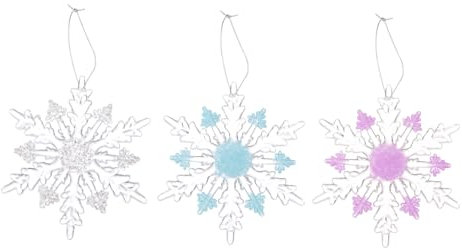 HOOTNEE 3stücke Teiliges Hängende Acryl Schneeflocken Ornamente Für Weihnachtsbaum Und Fensterdekoration Unzerbrechliche Funkelnde Weihnachtsaccessoires Für Festlichkeiten Und Partys