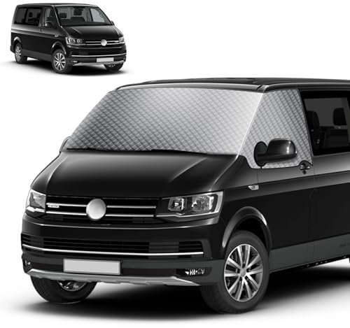 MaxAwe Auto Windschutzscheiben Abdeckung für VW T5, 100% Verdunkelnd Frontscheibe Schnee Frost EIS Wrap Cover, Winddichter Wasserdichter UV-Schutz Sonnenblenden Scheibenfrostschutz für Frontscheibe