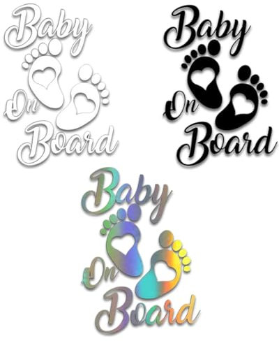 Aufkleber Baby an Bord - 3 Stück Kinder an Bord Footprint Auto-Warnaufkleber, Stoßstangenfenster-Sicherheitsaufkleber, Füße Baby in Car