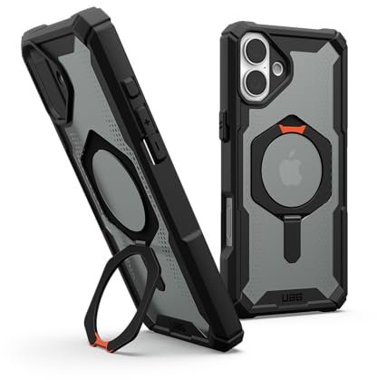 URBAN ARMOR GEAR UAG Designed for iPhone 16 Plus Case 6.7 Plasma XTE - Compatible with MagSafe Charging & Kickstand Rugged Shockproof Anti-Slip Military Grade Protective Cover, Black/Orange