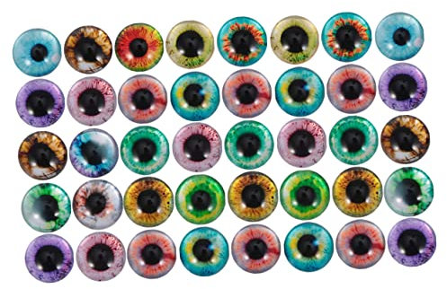 SHINEOFI 50pcs Glass Eye Patches Gems Glass Sticker DIY Jewelry Material Cabochon Patches Decorative Lenses Eyes