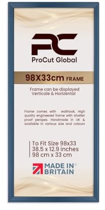 Procut Global 98x33CM Navy Blue Picture Frames - Classic Wooden Photo Frame with Shatterproof Perspex for Wall or Tabletop - Perfect for Posters, Certificates & Prints - Sizes & Colors Available