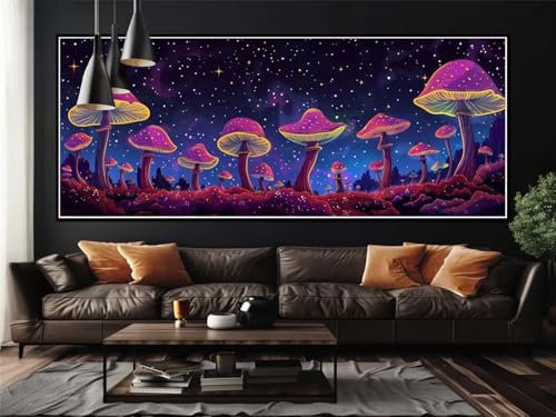Malen Nach Zahlen Erwachsene Groß 200 X 80 cm, Malen Nach Zahlen Mysterium Pilz Paint by Numbers Adult, Acrylfarben Leinwand Malen-Nach-Zahlen Anfänger, für Home Wand Dekor Gifts [Ohne Rahmen]-YH284