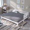 Daybett Tagesbett,Ausziehbar Bett,Kiefer massiv, mit 2. Schlafgelegenheit und Rollrost Herzform Bett Weiß (90 x 190 cm)